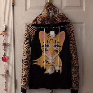 NWT Y2K  3D Ear Tiger Hoodie With Tail 🐯